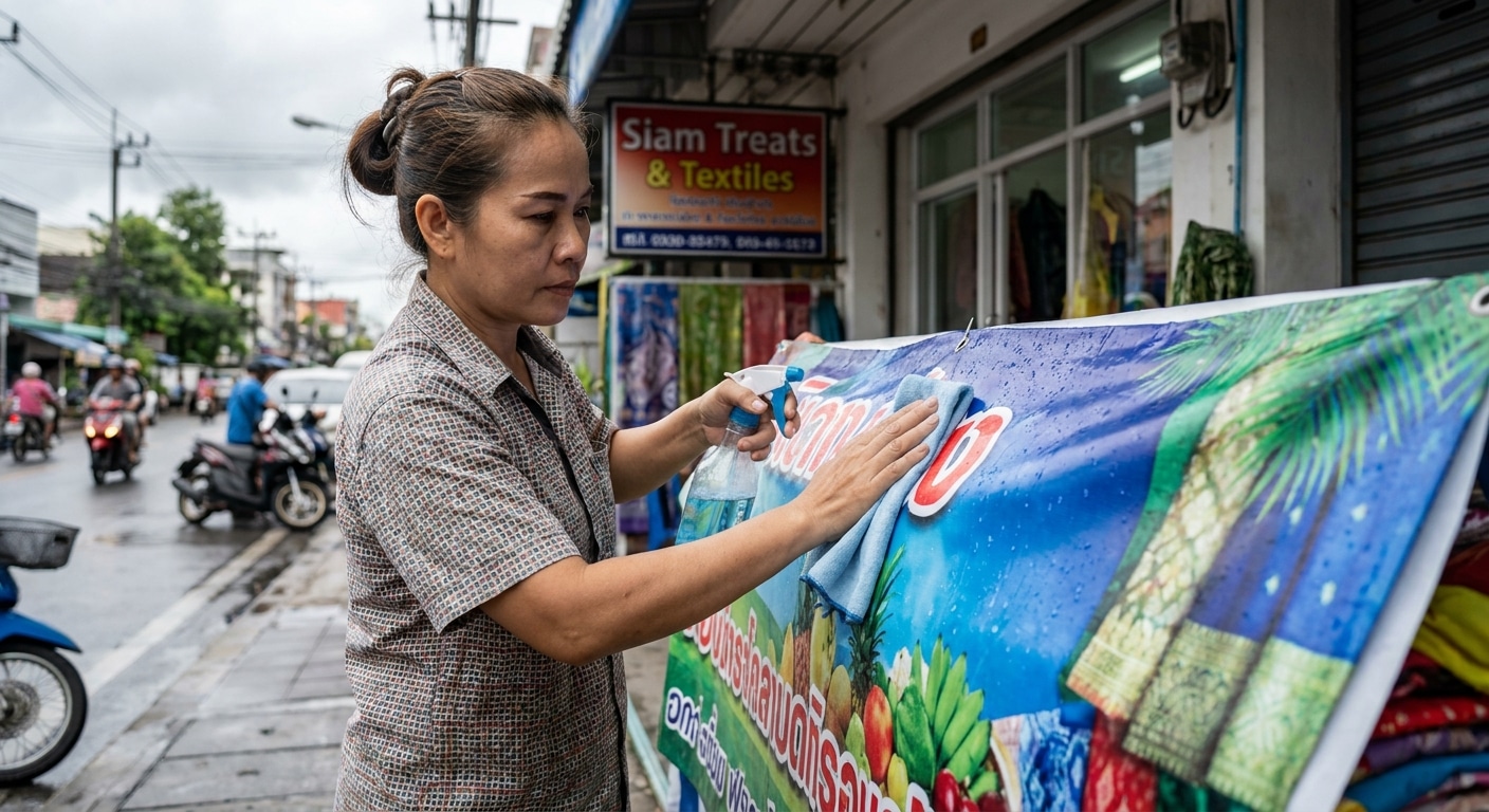 วิธีดูแลป้ายไวนิลให้สีสด ทนแดดทนฝน ยืดอายุใช้งาน - outdoor-vinyl-banner-maintenance