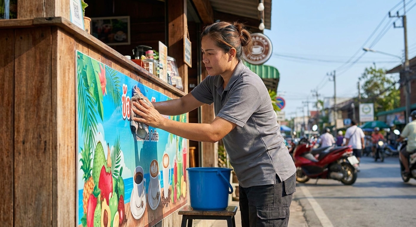 วิธีดูแลป้ายโฆษณาไวนิลให้สีสด ทนแดดทนฝน ไม่ซีดจาง - outdoor-vinyl-banner-maintenance