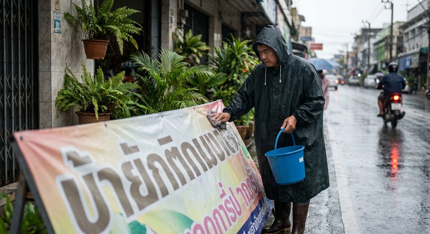 ทริคดูแลป้ายไวนิลหน้าร้าน รับมือมรสุมหน้าฝนปี 2026 - outdoor-vinyl-banner-maintenance