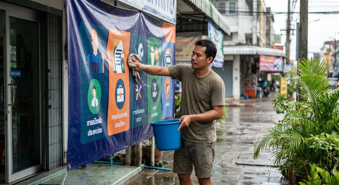 วิธีดูแลป้ายไวนิลหน้าร้านให้สีสด ทนแดดทนฝน ยืดอายุใช้งาน - outdoor-vinyl-banner-maintenance