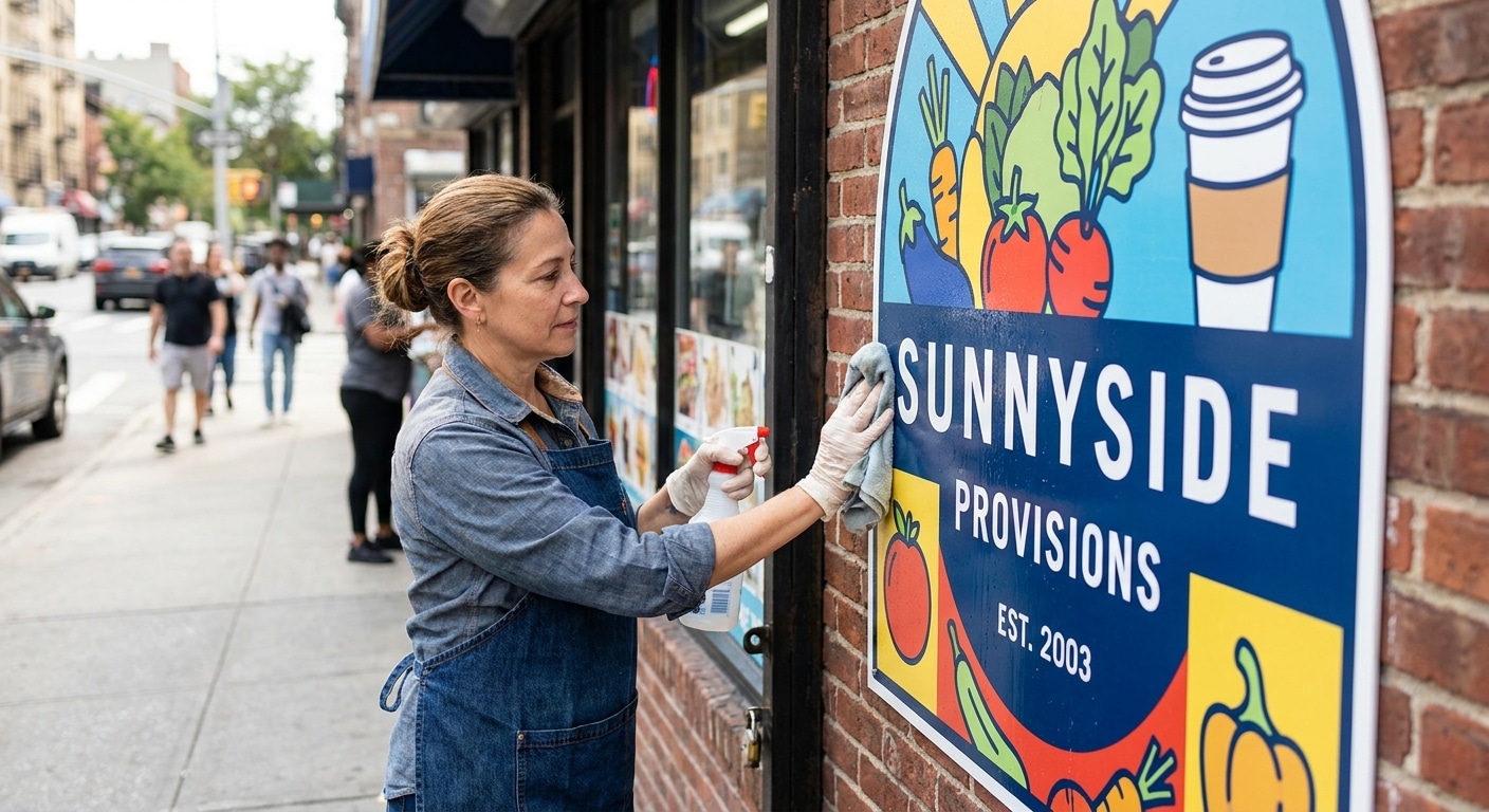 วิธีดูแลป้ายไวนิลหน้าร้าน ให้สีสดทนแดดทนฝน ใช้งานได้นาน - outdoor-vinyl-sign-maintenance