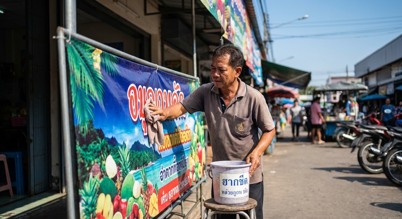 วิธีดูแลป้ายไวนิลหน้าร้านให้สีสด ทนแดดทนฝน ยืดอายุใช้งาน - outdoor-vinyl-sign-maintenance