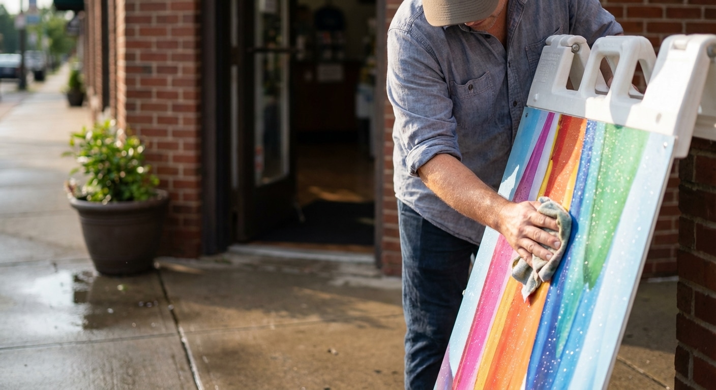 ทริคดูแลป้ายไวนิลและป้ายหน้าร้านให้สีสด ทนแดดทนฝน - outdoor-vinyl-sign-maintenance