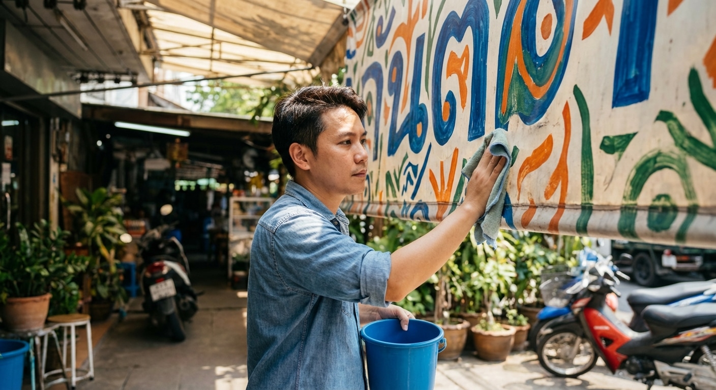 วิธีดูแลป้ายไวนิลหน้าร้านให้สีสดทนทาน ยืดอายุการใช้งาน - outdoor-vinyl-signage-maintenance