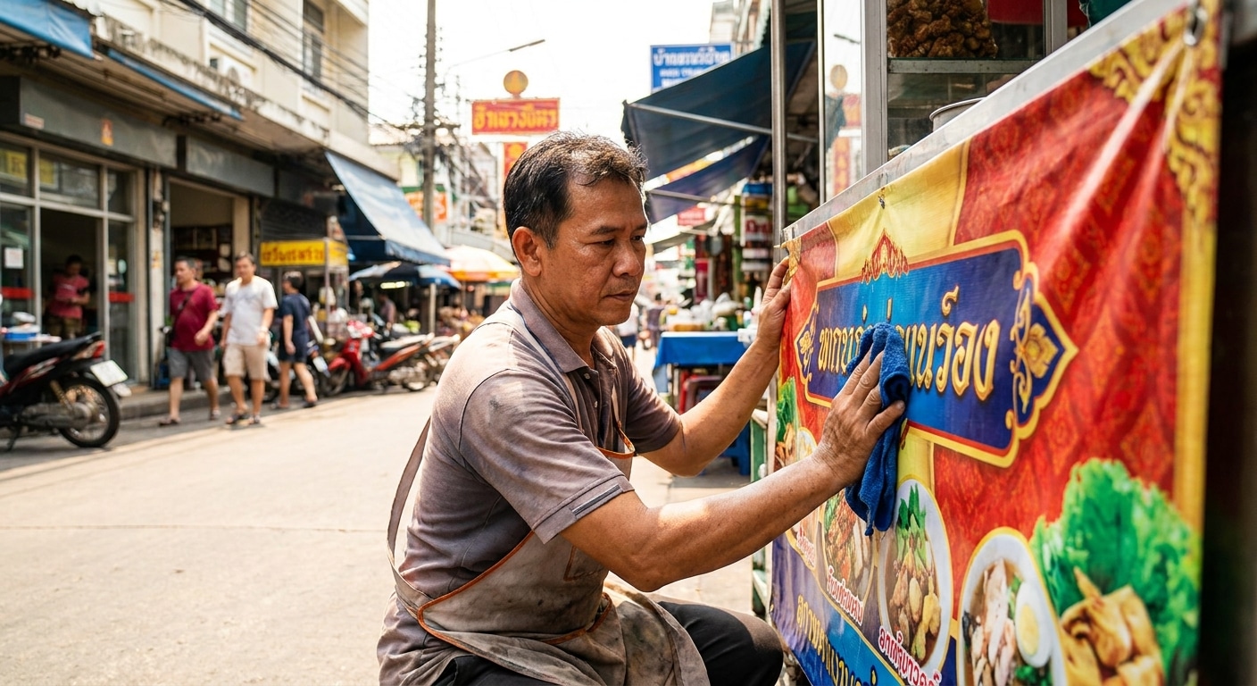 5 วิธีดูแลป้ายไวนิลและสติ๊กเกอร์หน้าร้านให้สีสดสู้แดดฝน - outdoor-vinyl-sticker-maintenance