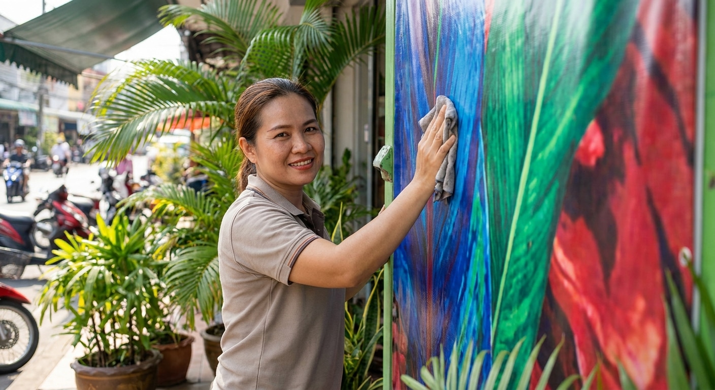 ทริคดูแลป้ายไวนิลและสติ๊กเกอร์หน้าร้านให้สีสดทนนาน - outdoor-vinyl-sticker-maintenance