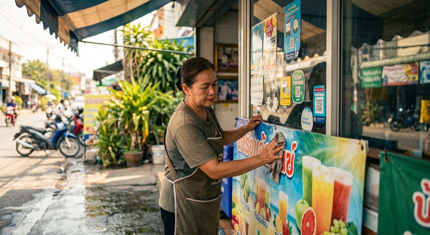 ทริคดูแลป้ายไวนิลและสติ๊กเกอร์หน้าร้านให้สีสดสู้แดดฝน - outdoor-vinyl-sticker-maintenance