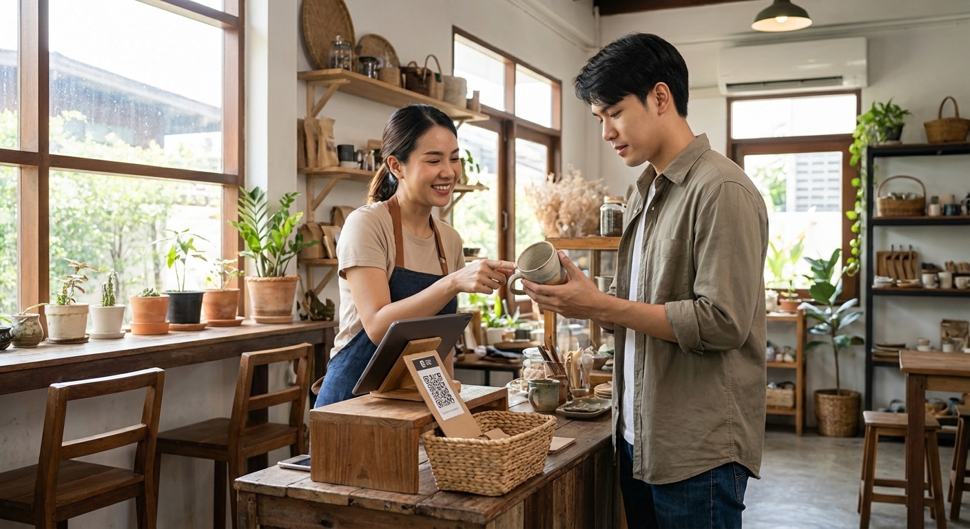 สติ๊กเกอร์ QR Code กระตุ้นยอดขายแบบ O2O ทำอย่างไร? - qr-code-sticker-o2o-marketing