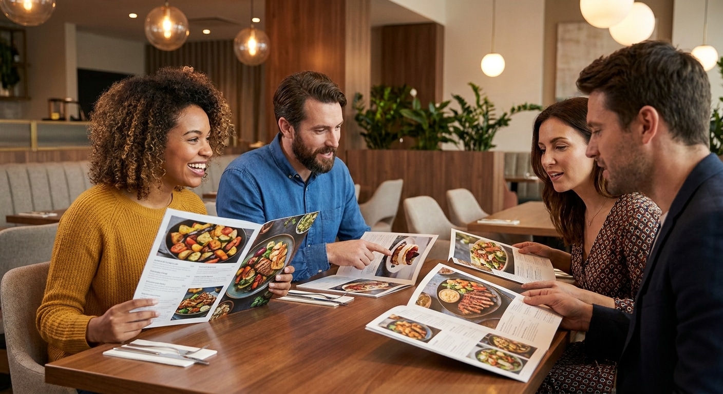 จิตวิทยาออกแบบเมนูอาหาร จัดวางภาพและข้อความให้ยอดขายพุ่ง - restaurant-menu-design-psychology