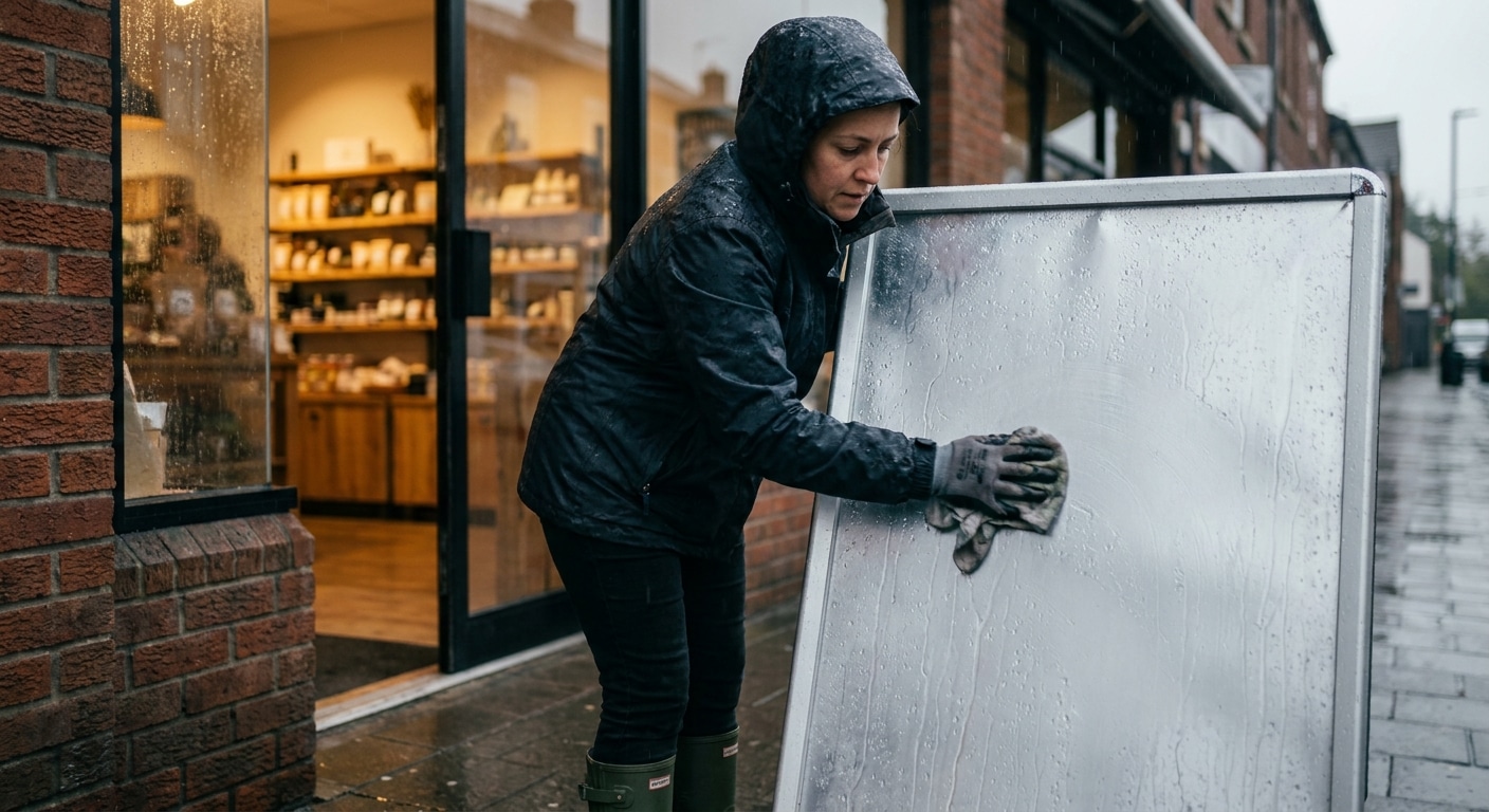 วิธีดูแลป้ายไวนิลและสติ๊กเกอร์หน้าร้านรับหน้าฝน 2026 - signage-maintenance-rainy-season