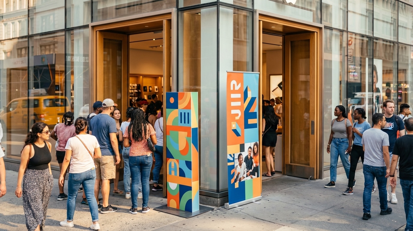 ดึงคนเข้าร้าน! เทคนิคจัดวางป้ายสแตนดี้และโรลอัพให้ปัง - standee-rollup-store-marketing