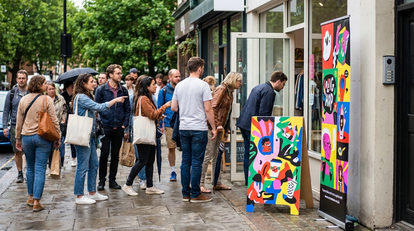 เทคนิคดึงดูดลูกค้าหน้าร้านด้วยป้ายสแตนดี้และโรลอัพ - standee-rollup-storefront-marketing
