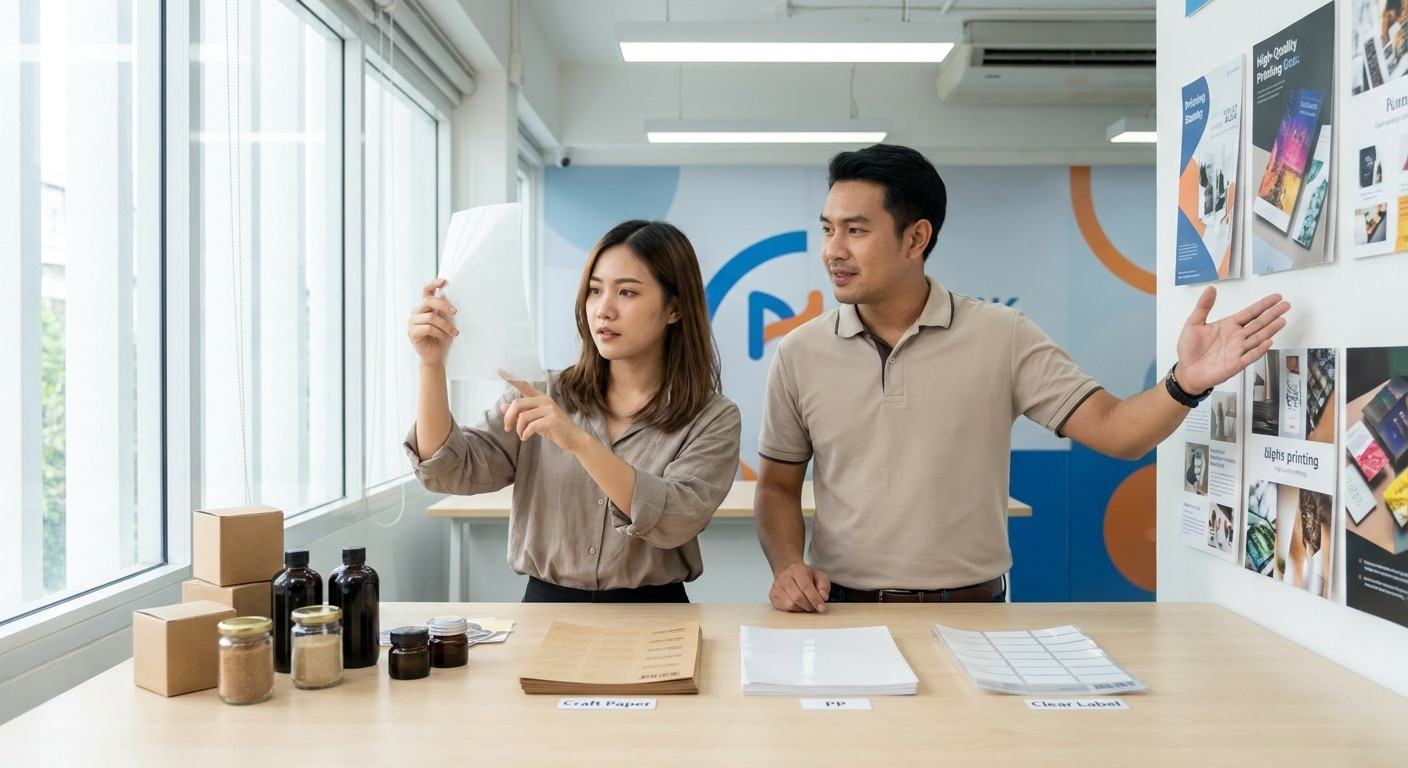 เลือกสติ๊กเกอร์ฉลากสินค้าแบบไหนดี? คัมภีร์วัสดุสำหรับ SME - sticker-material-guide-sme-brands