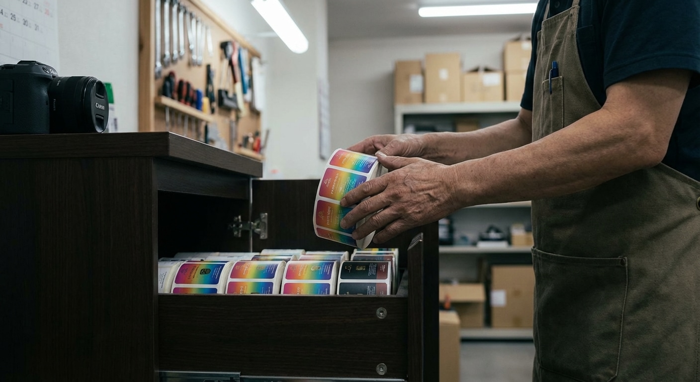 วิธีเก็บสติ๊กเกอร์ฉลากสินค้า ให้กาวแน่น สีสด ไม่ม้วนงอ - store-sticker-labels-tips