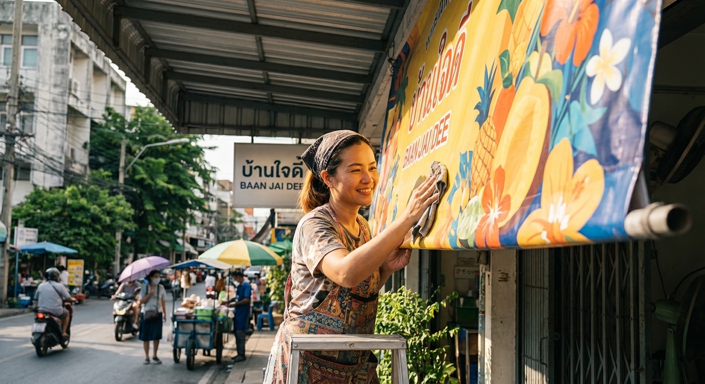 เทคนิคดูแลป้ายโฆษณาหน้าร้านรับซัมเมอร์ สีสดทนทาน ไม่ซีด - storefront-sign-sticker-maintenance