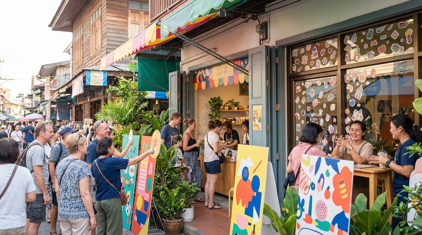 เทคนิคจัดป้ายและสติ๊กเกอร์หน้าร้าน ดึงดูดลูกค้า - storefront-standee-sticker-tips