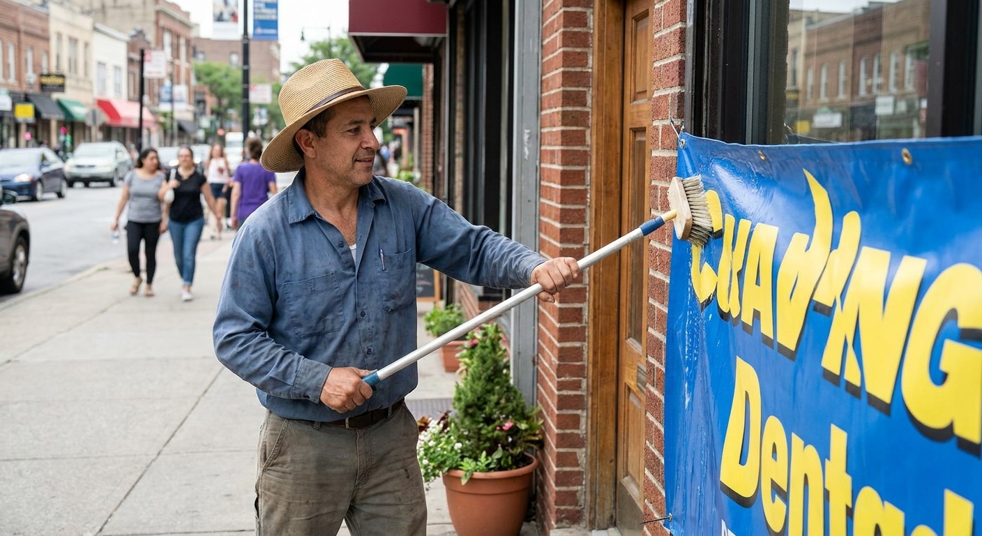 ทริคดูแลป้ายหน้าร้านและป้ายไวนิลให้สีสด ทนแดดทนฝน - storefront-vinyl-sign-maintenance