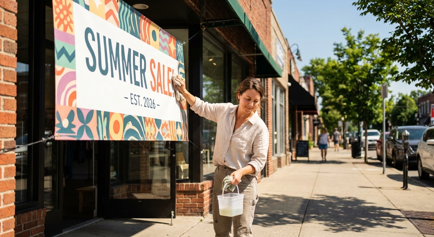 เทคนิคดูแลป้ายและสติ๊กเกอร์หน้าร้านให้สีสดสู้แดดซัมเมอร์ - summer-sign-sticker-maintenance