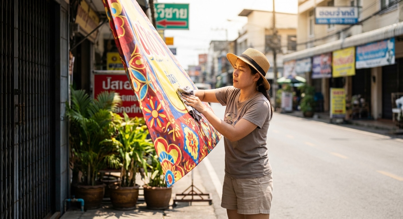 รับมือหน้าร้อน! 4 วิธีดูแลป้ายไวนิลหน้าร้านให้สีสด ไม่ซีดไว - summer-vinyl-sign-maintenance