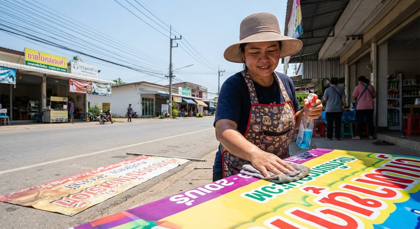 วิธีดูแลป้ายไวนิลหน้าร้อน สีไม่ซีด ทนแดดทนฝน! - vinyl-banner-maintenance-summer