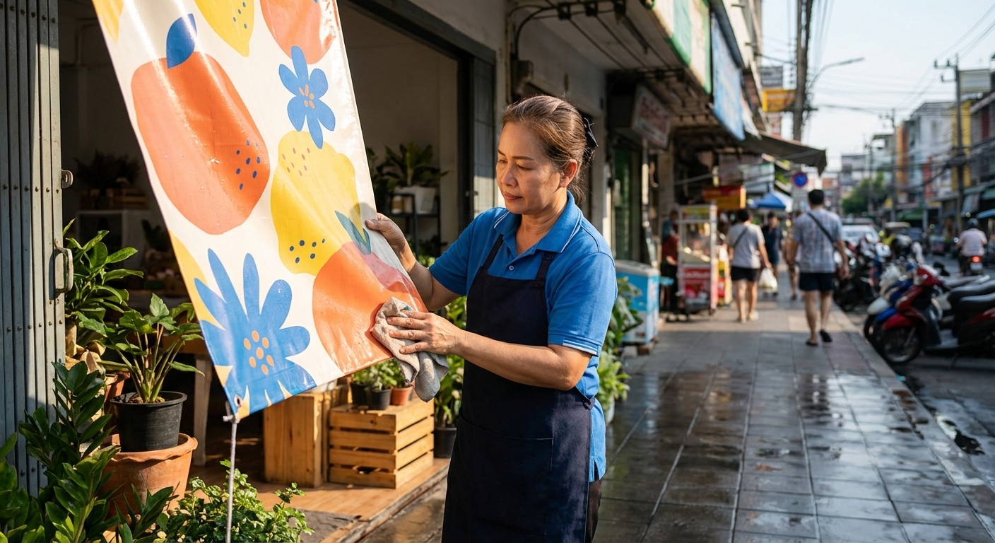 วิธีดูแลป้ายไวนิลให้สีสดทนแดดทนฝน ยืดอายุการใช้งาน - vinyl-banner-maintenance-tips