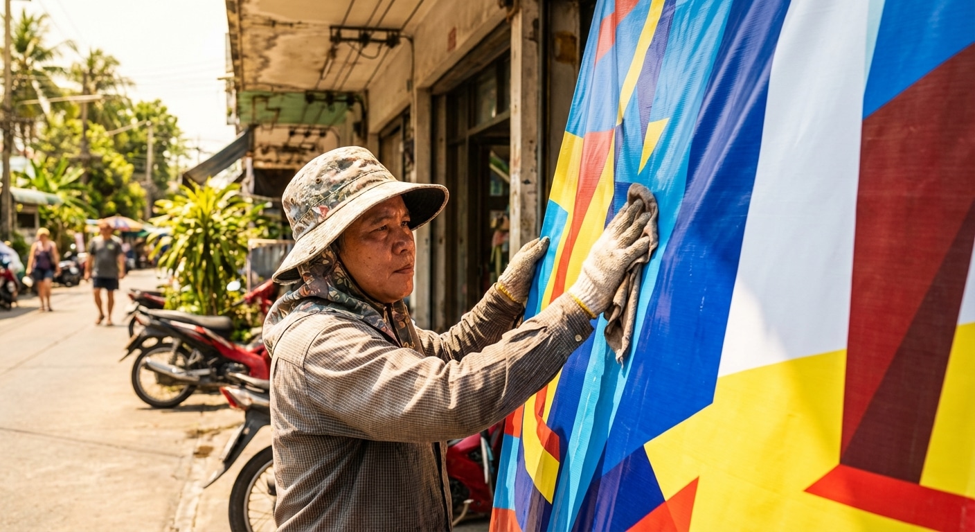 วิธีดูแลป้ายไวนิลหน้าร้าน ให้สีสดทนแดดทนฝน ยืดอายุการใช้งาน - vinyl-banner-maintenance-tips