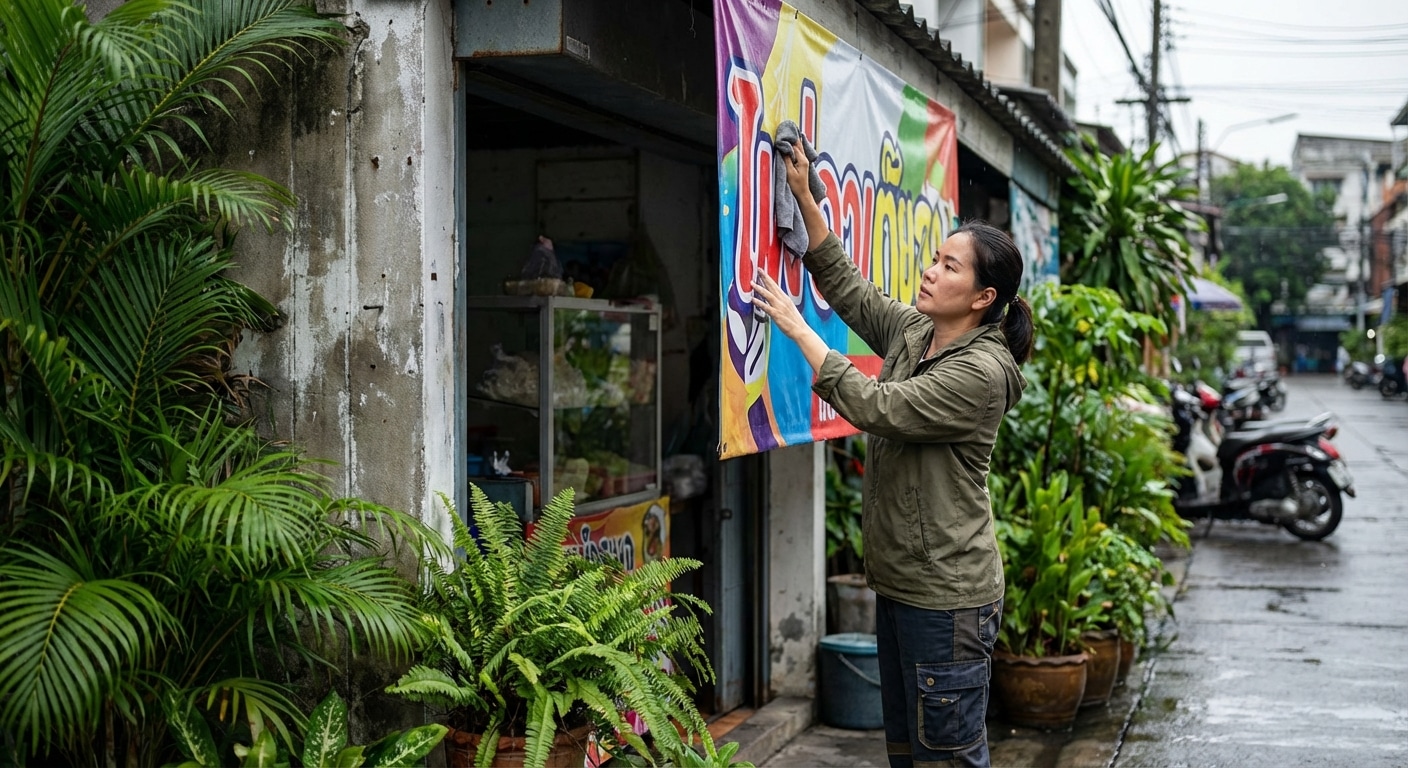 ทริคดูแลป้ายไวนิล-ป้ายโฆษณารับหน้าฝน ให้สีสดทนทาน - vinyl-sign-maintenance-tips