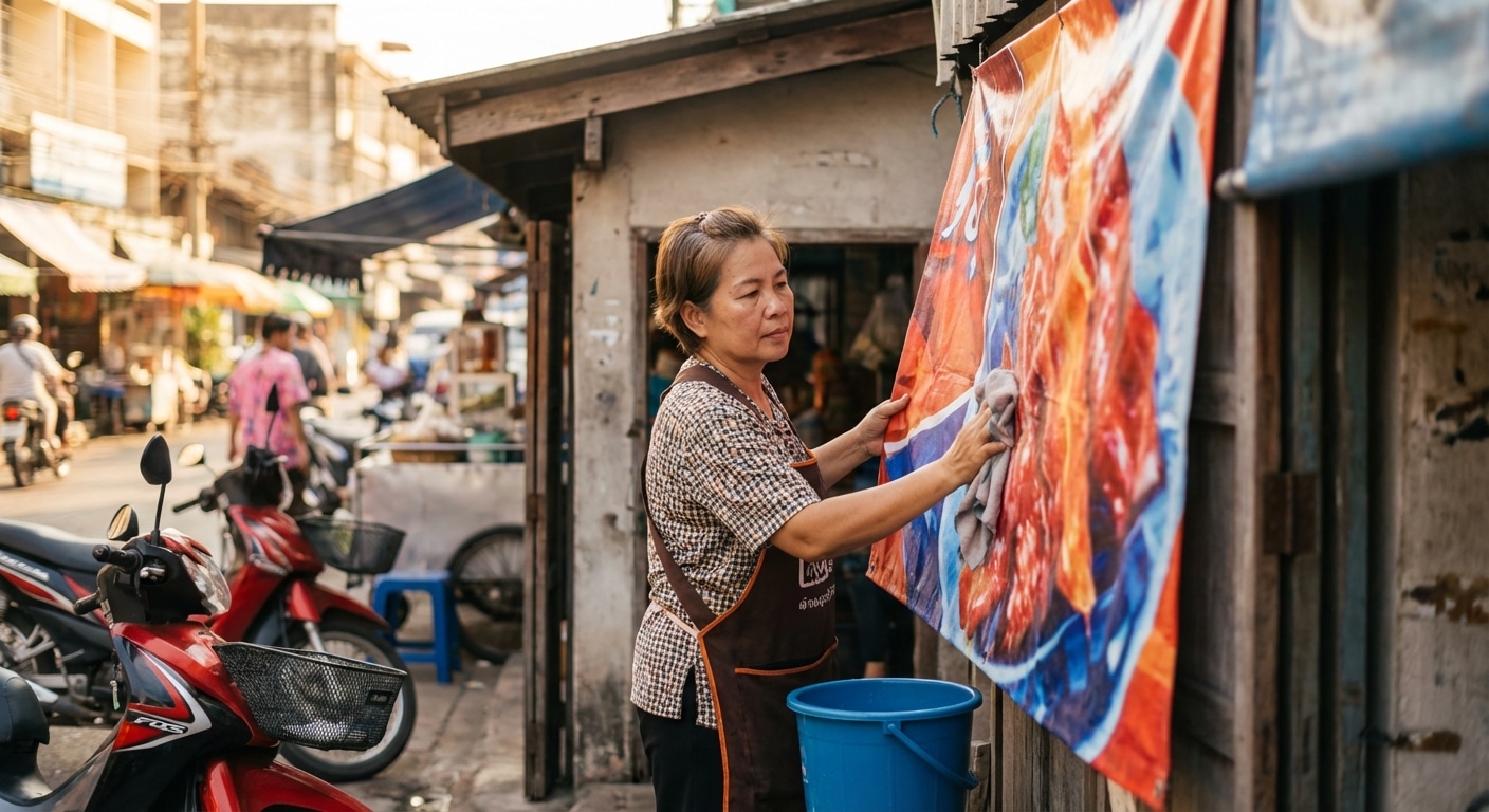 วิธียืดอายุการใช้งานป้ายไวนิลหน้าร้าน ให้สีสดทนแดดทนฝน - vinyl-sign-maintenance-tips