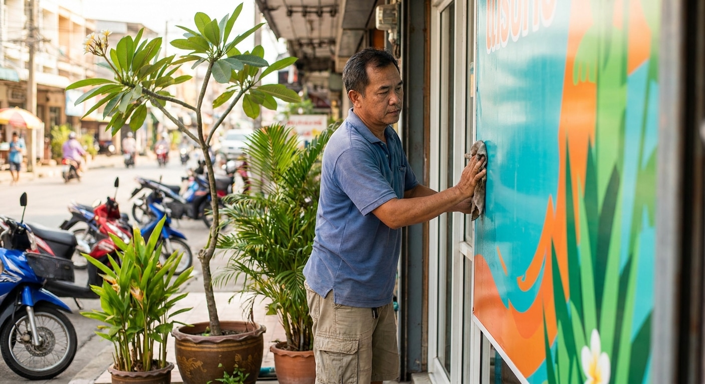 วิธีดูแลป้ายไวนิลและป้ายโฆษณาให้สีสด ทนแดดทนฝน - vinyl-signage-maintenance-tips