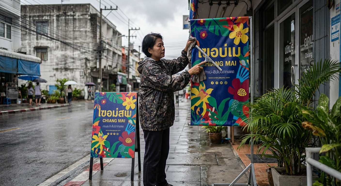 เทคนิคดูแลป้ายไวนิลและสแตนดี้ให้สีสดทน รับหน้าฝนปี 2026 - vinyl-standee-maintenance-tips