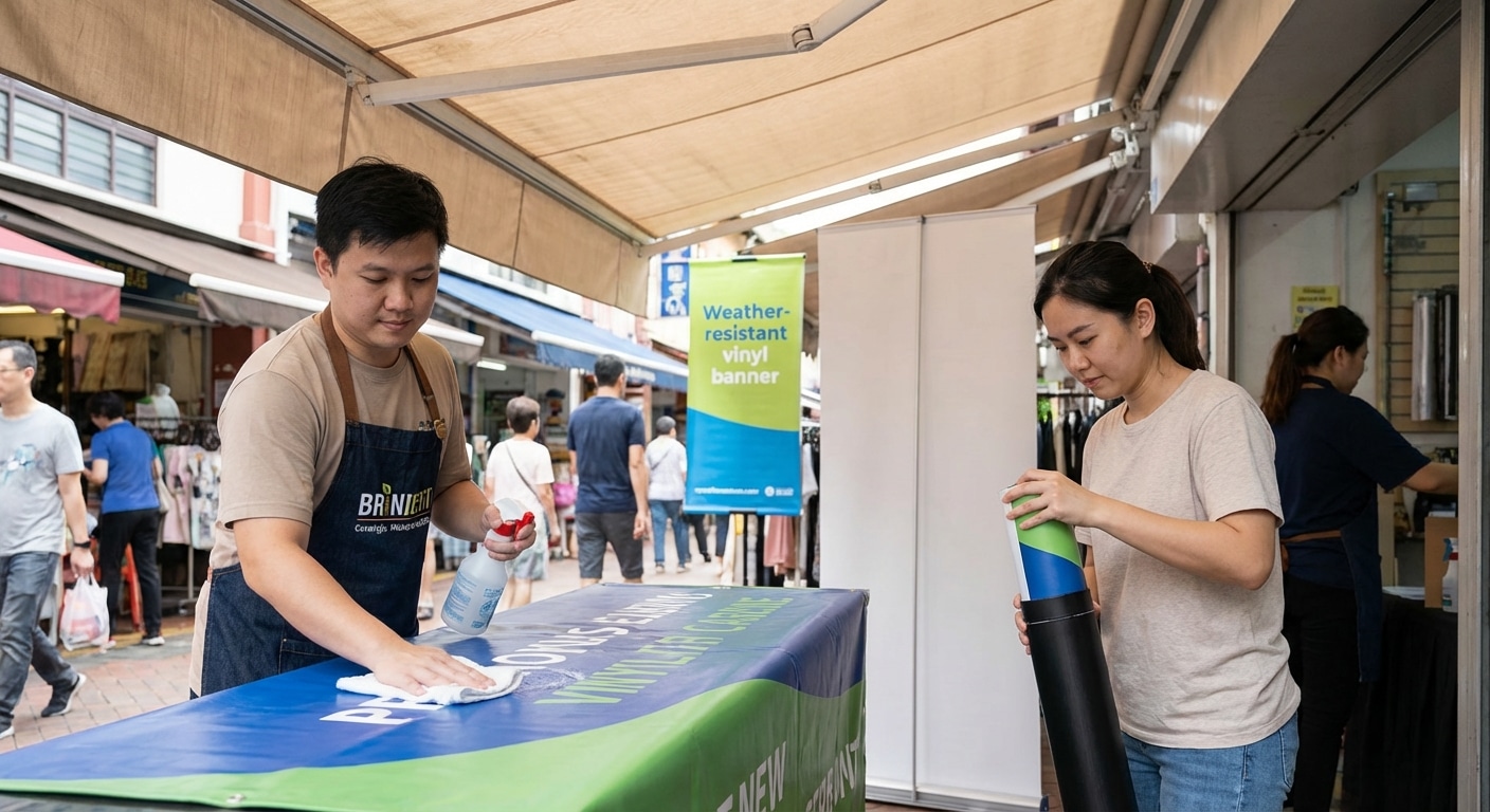 วิธีดูแลป้ายไวนิลและสแตนดี้ให้อายุใช้งานนาน สีสดไม่ซีดไว - vinyl-standee-maintenance-tips