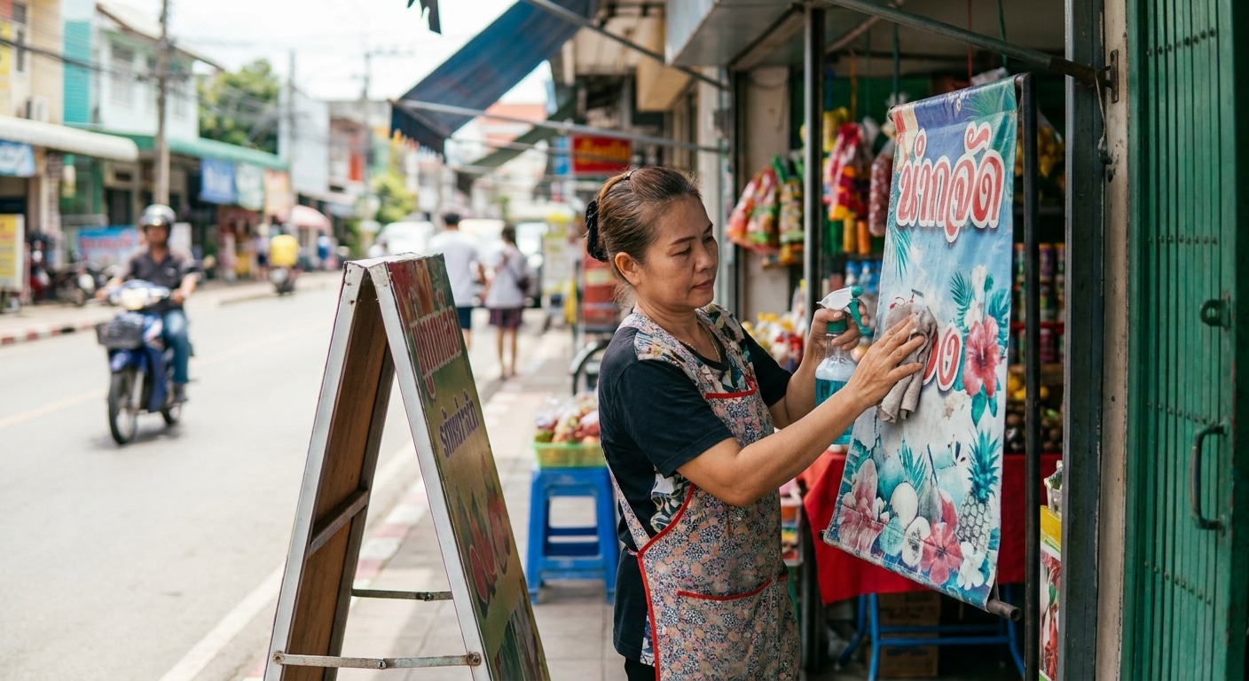 วิธีดูแลป้ายไวนิลและสแตนดี้ให้สีสด ทนแดดทนฝน ยืดอายุใช้งาน - vinyl-standee-maintenance-tips