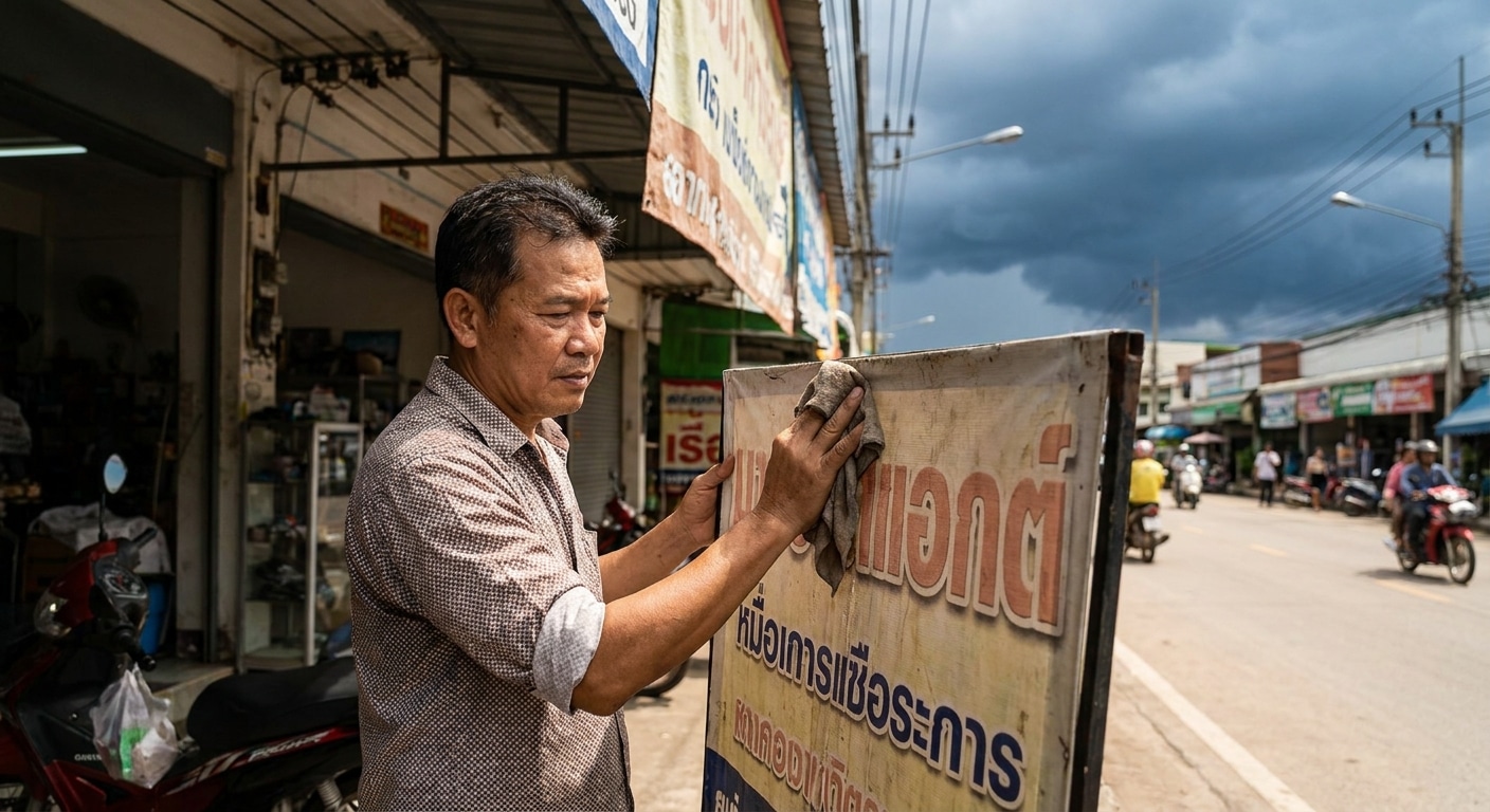 วิธีดูแลป้ายไวนิลและสติ๊กเกอร์หน้าร้านรับมือพายุฤดูร้อน - vinyl-sticker-maintenance-summer