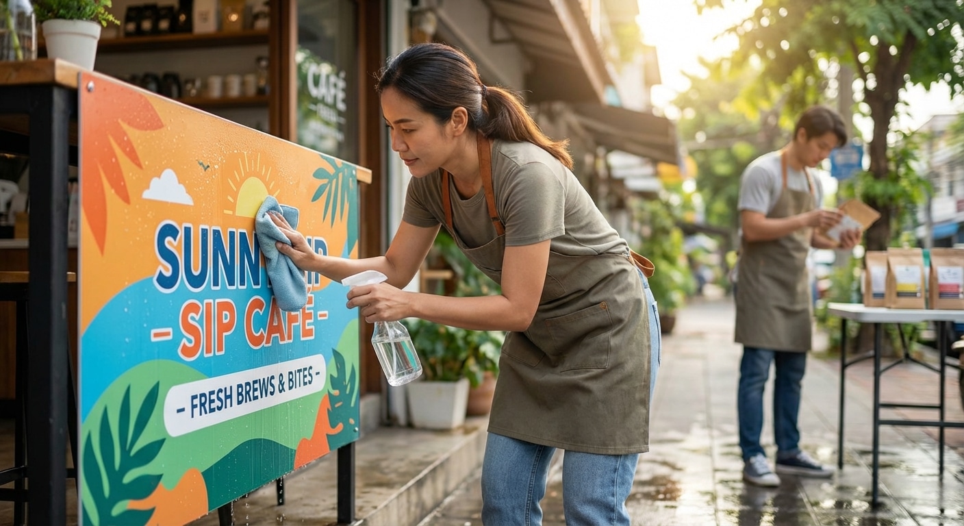 วิธีดูแลป้ายไวนิลและสติ๊กเกอร์ให้สีสดทนแดดทนฝน - vinyl-sticker-maintenance-tips