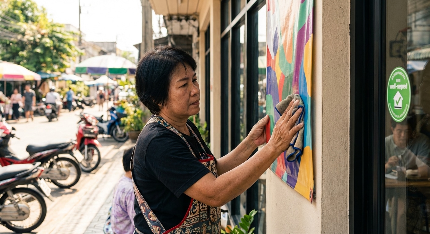 วิธีดูแลป้ายไวนิลและสติ๊กเกอร์ ให้สีสดทนแดด ยืดอายุใช้งาน - vinyl-sticker-maintenance-tips