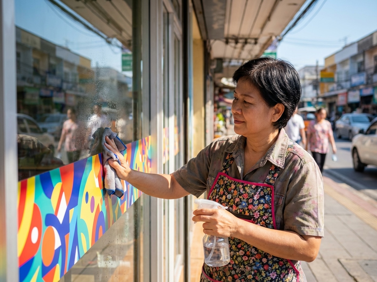 วิธีดูแลป้ายไวนิลและสติ๊กเกอร์หน้าร้านให้สีสวยทนนาน - vinyl-sticker-maintenance-tips