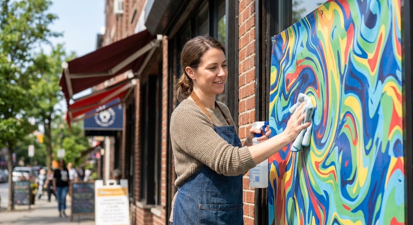 วิธีดูแลป้ายไวนิลและสติ๊กเกอร์หน้าร้านให้สีสด ทนแดดนาน! - vinyl-sticker-maintenance-tips