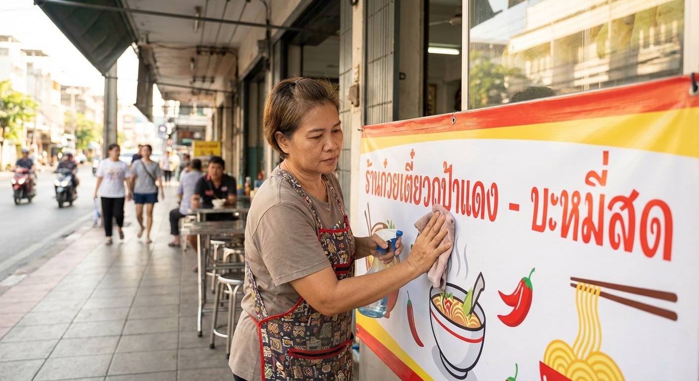 ทริคดูแลป้ายไวนิลและสติ๊กเกอร์หน้าร้านให้สีสดทนนาน - vinyl-sticker-maintenance-tips