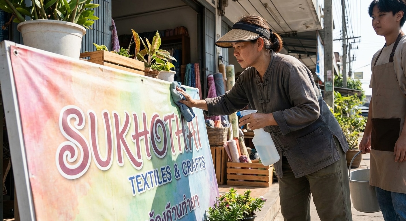 วิธีดูแลป้ายไวนิลและสติ๊กเกอร์หน้าร้าน ให้สีสดทนแดดนานขึ้น - vinyl-sticker-maintenance-tips