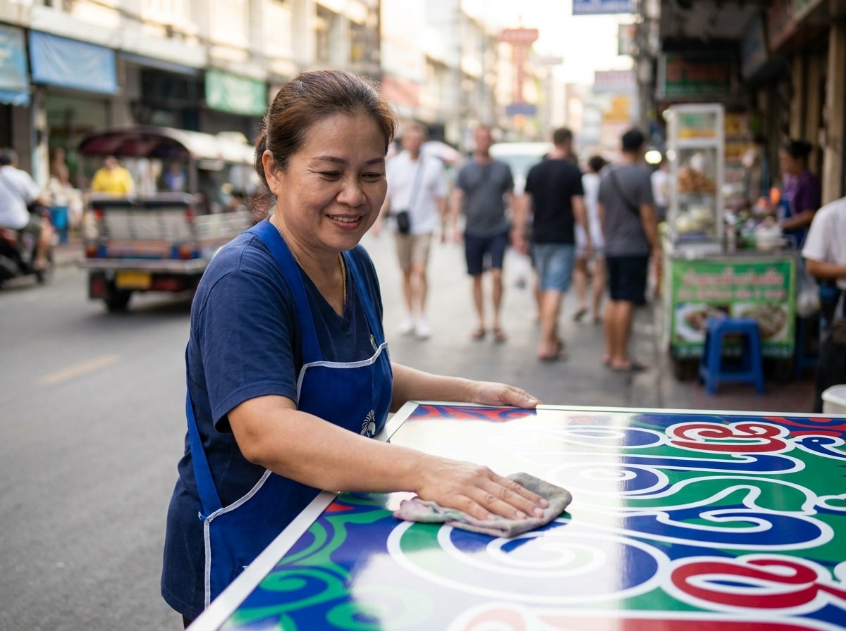 เคล็ดลับดูแลป้ายไวนิลและสติ๊กเกอร์หน้าร้านให้สีสดทนแดด - vinyl-sticker-signage-maintenance
