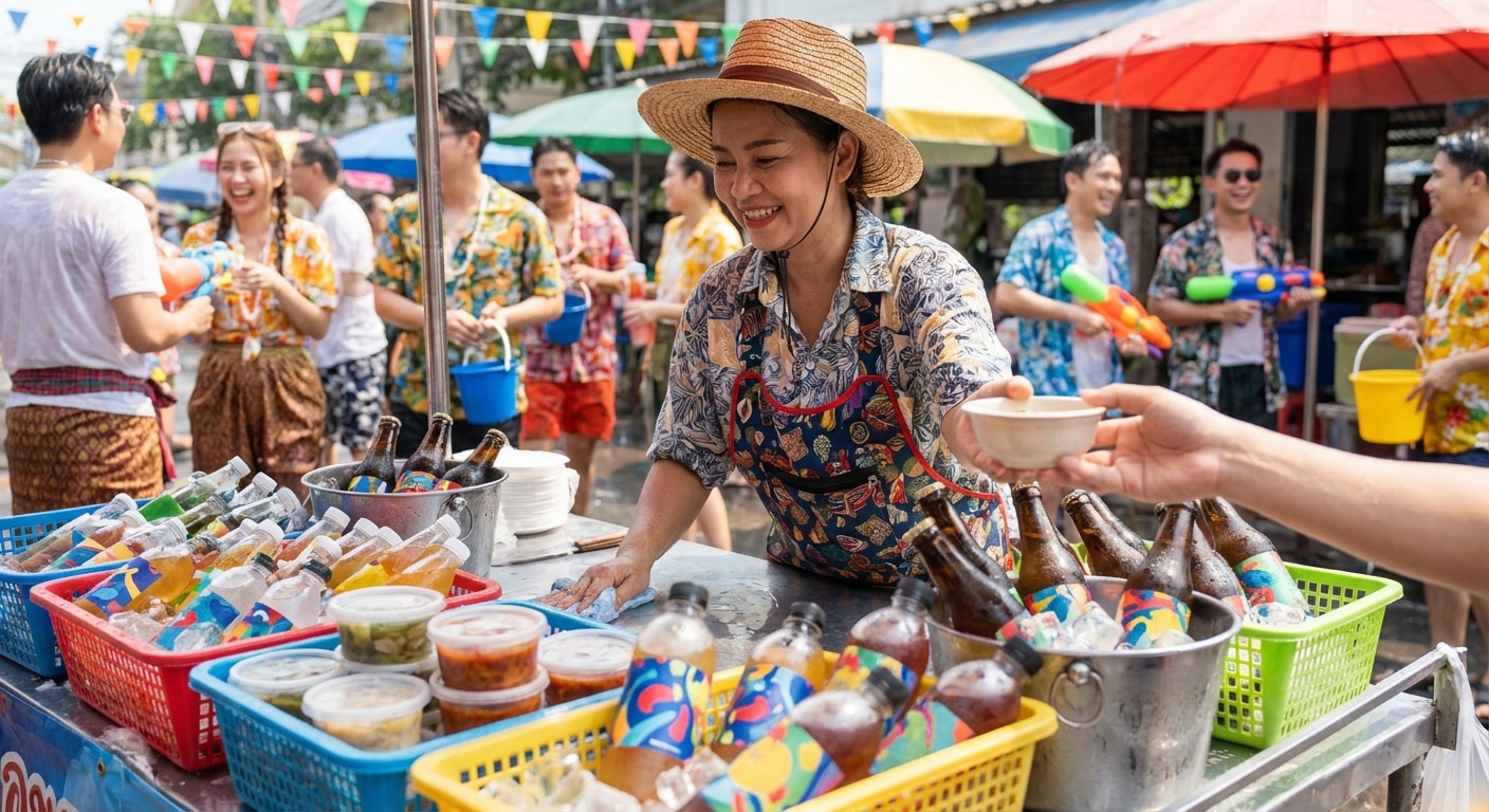 เทคนิคเลือกสติ๊กเกอร์กันน้ำ สู้ศึกยอดขายรับสงกรานต์ 2026 - waterproof-sticker-songkran-2026