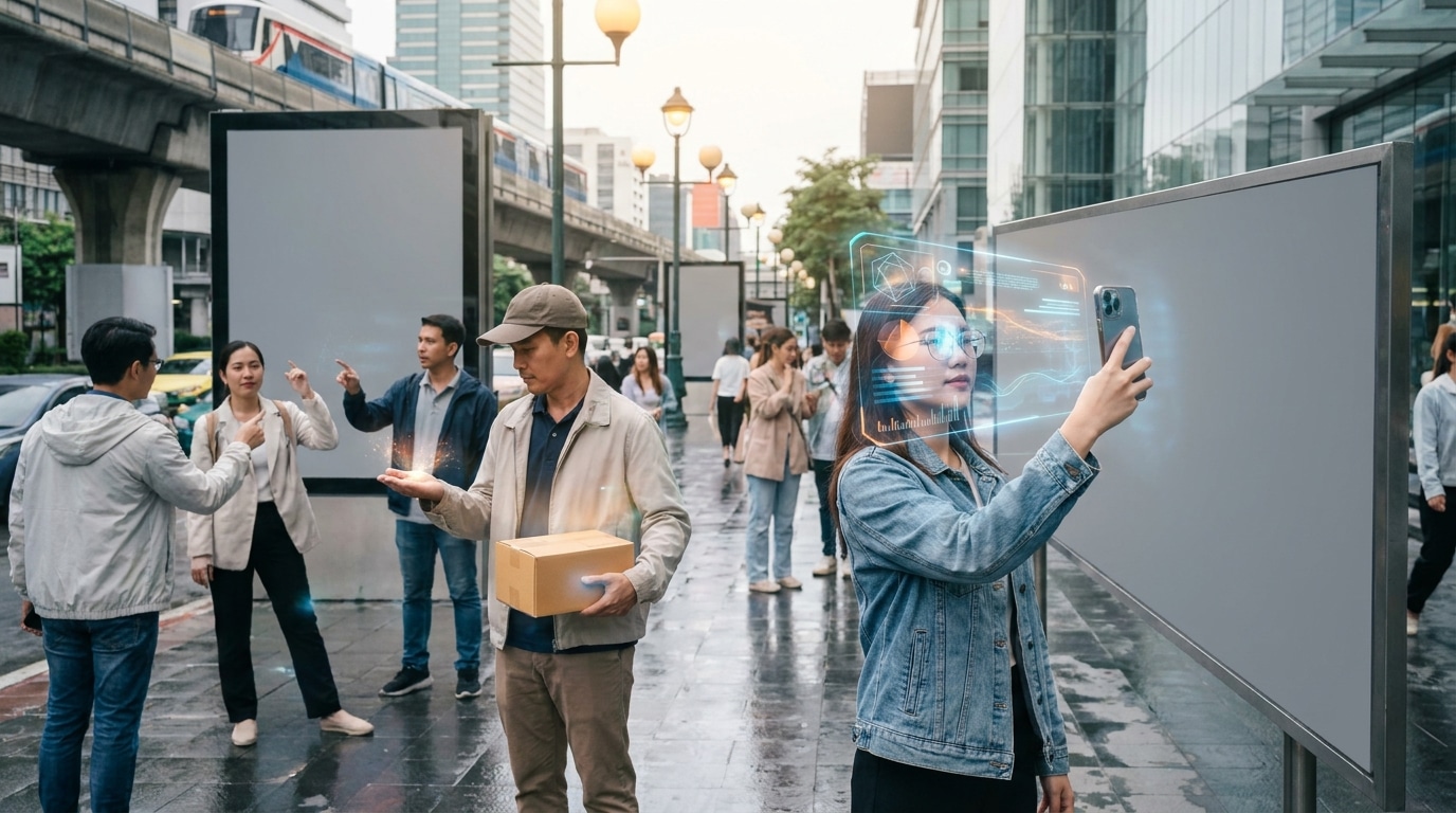 เทรนด์ป้ายโฆษณา 2026: นวัตกรรม AR พลิกโฉมวงการสื่อสิ่งพิมพ์ - ar-billboard-print-trend-2026