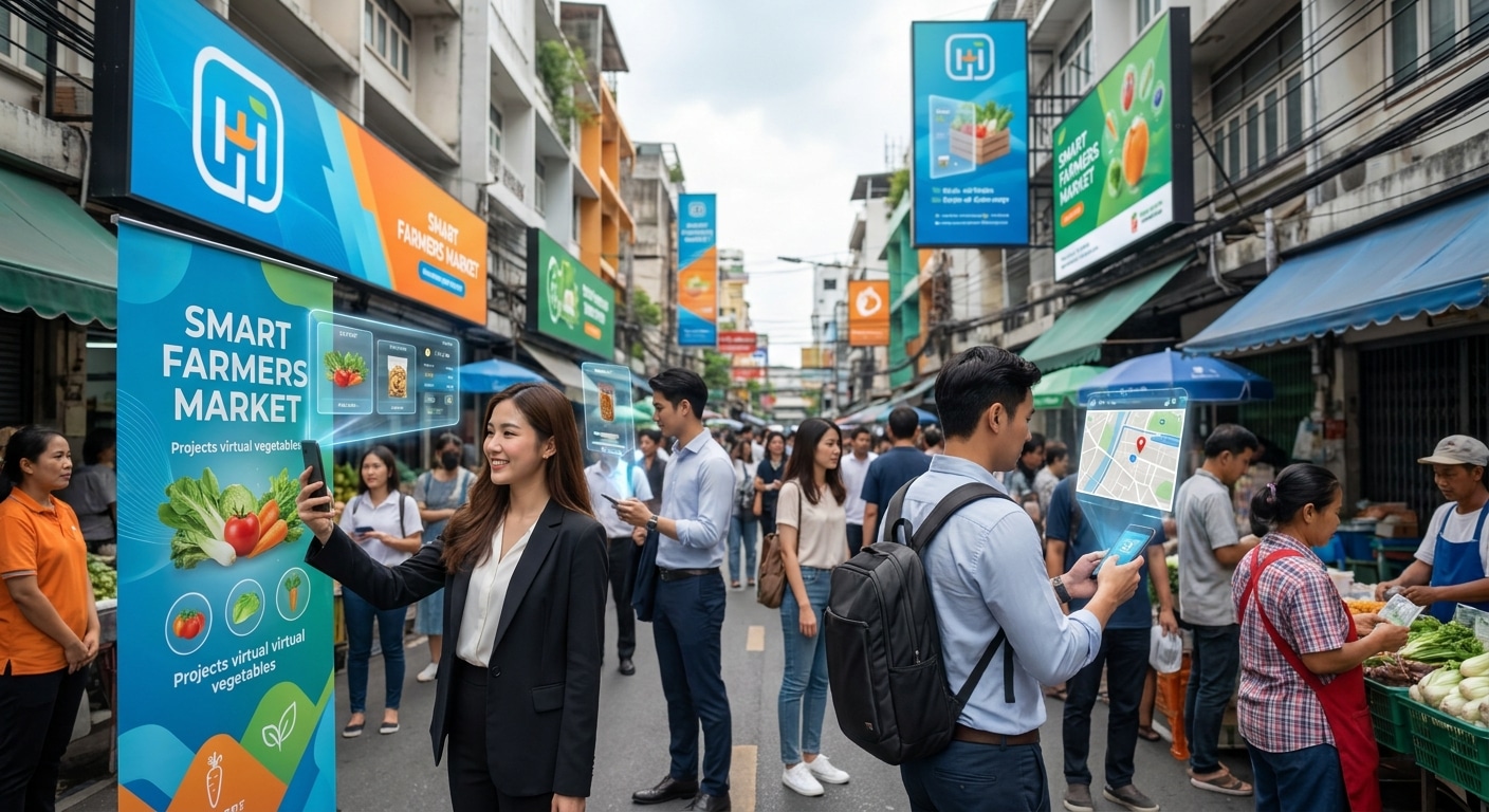 เทรนด์ป้ายโฆษณา 2026: ผสาน AR ดึงดูดลูกค้ายุคดิจิทัล - ar-signage-print-trend