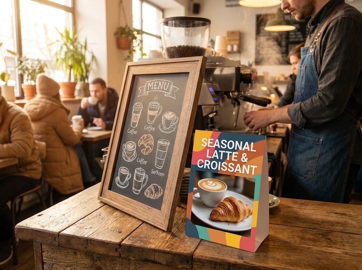 เพิ่มยอดขายร้านคาเฟ่ ด้วยป้ายเมนูและสแตนดี้สุดดึงดูด - boost-cafe-sales-print-media