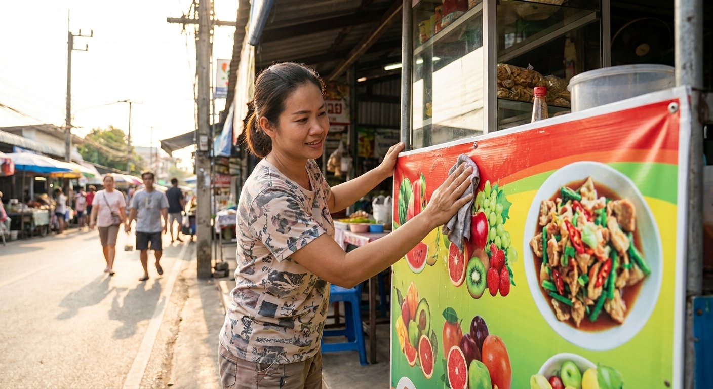 5 ทริคดูแลป้ายไวนิลและสติ๊กเกอร์หน้าร้านให้สีสด ทนแดดทนฝน - care-vinyl-sticker-signage-tips