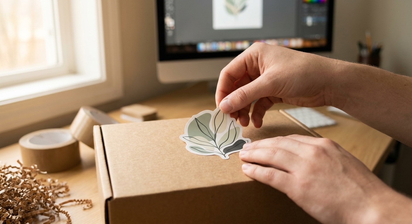 สติ๊กเกอร์ไดคัทติดกล่องพัสดุ เคล็ดลับอัปมูลค่าแบรนด์ SME - diecut-sticker-parcel-box