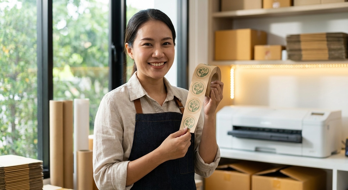 เทรนด์สิ่งพิมพ์ 2026: สติ๊กเกอร์รักษ์โลกยกระดับแบรนด์ SME - eco-friendly-sticker-trend-2026