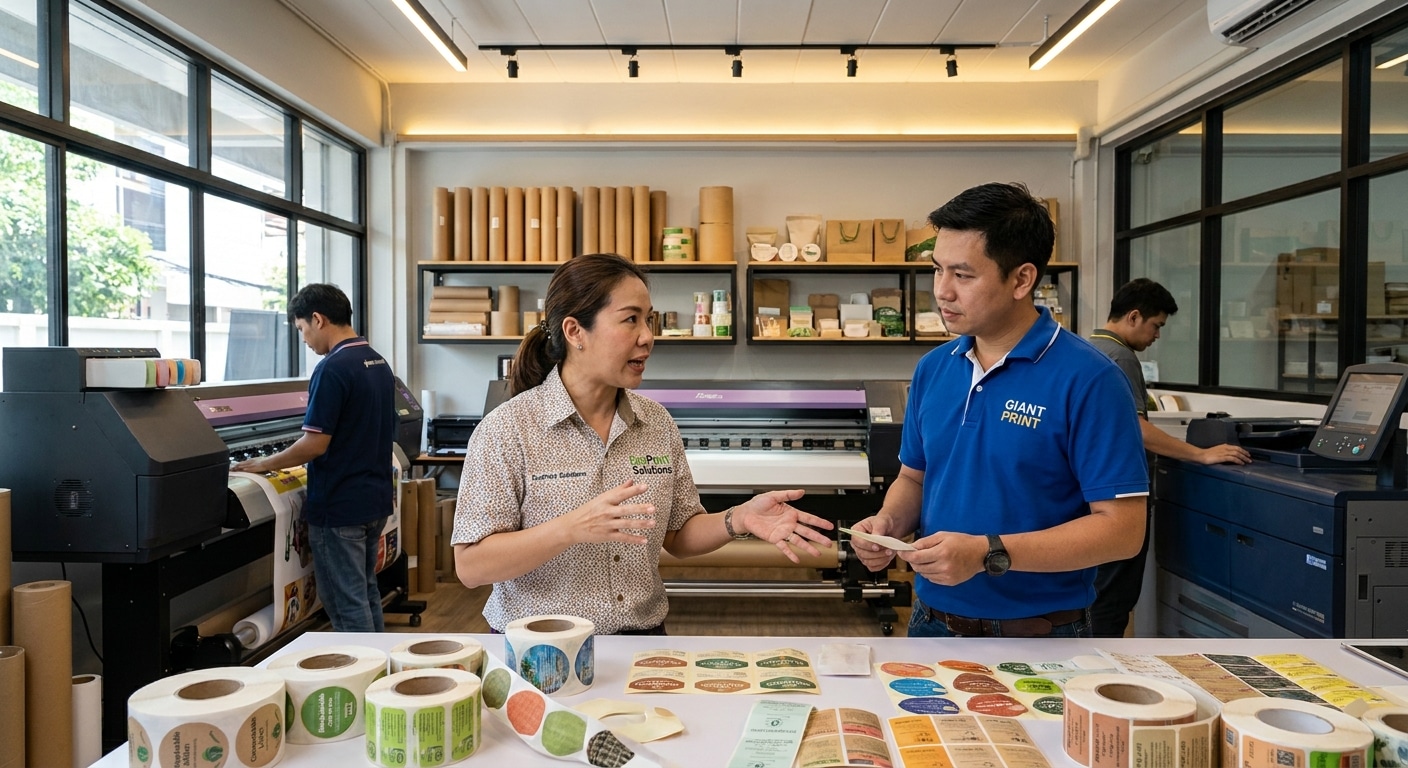เทรนด์สิ่งพิมพ์ 2026: สติ๊กเกอร์และฉลากรักษ์โลกมาแรง! - eco-printing-packaging-trends-2026