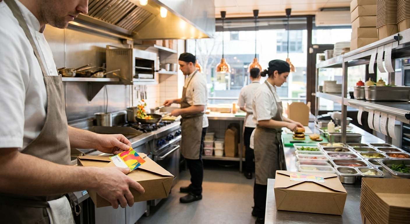 ออกแบบโลโก้และฉลากอาหารอย่างไร ให้ดึงดูดลูกค้าเดลิเวอรี - food-delivery-logo-sticker-design