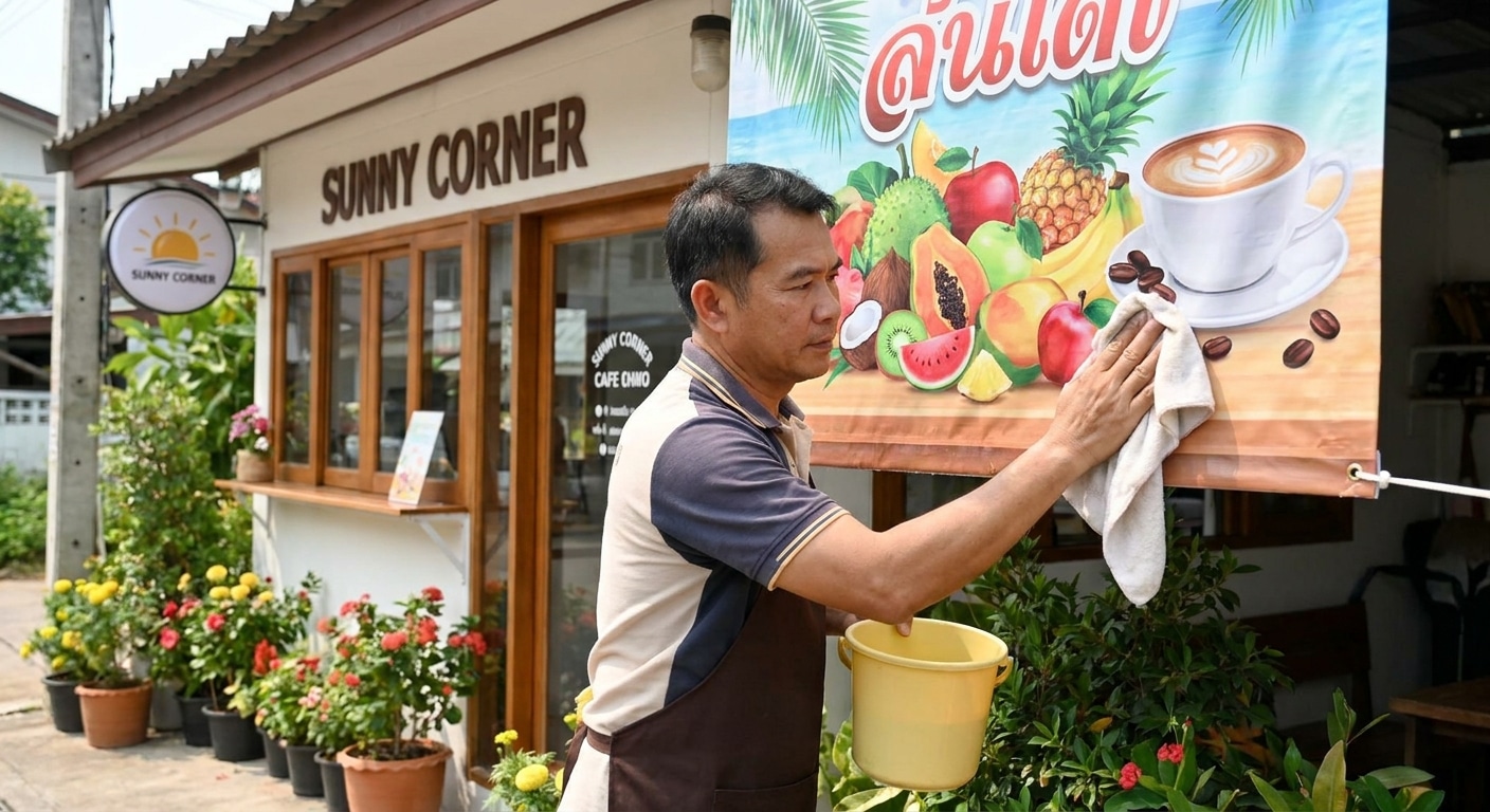 วิธีดูแลป้ายไวนิลหน้าร้านให้สีสด ทนแดดทนฝน ยืดอายุใช้งาน - how-to-care-vinyl-banner